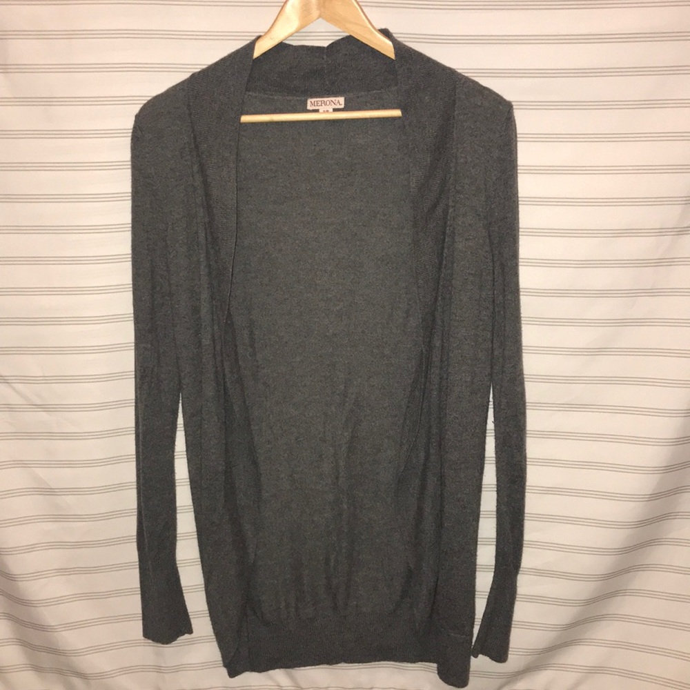 Grey Open-Front Cardigan